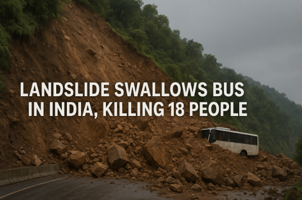 Un deslizamiento de tierra traga un autobús en India, causando la muerte de 18 personas
